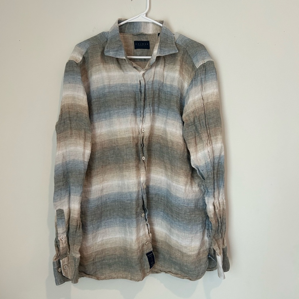 Calder Carmel Men’s XL Turkish Linen Button Down Long Sleeve Shirt
